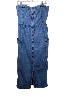 NWT Pilcro for Anthropologie Denim Button Front Midi Dress size 16